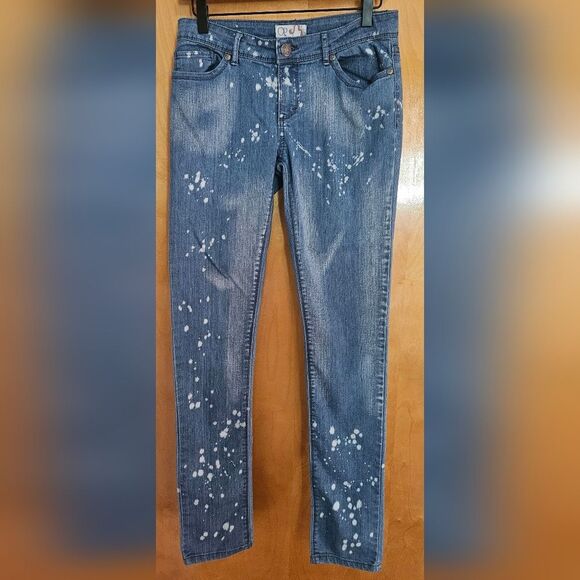 Op Jeans Denim Acid Washed Spattered Spots Womens 7 * - Picture 1 of 3